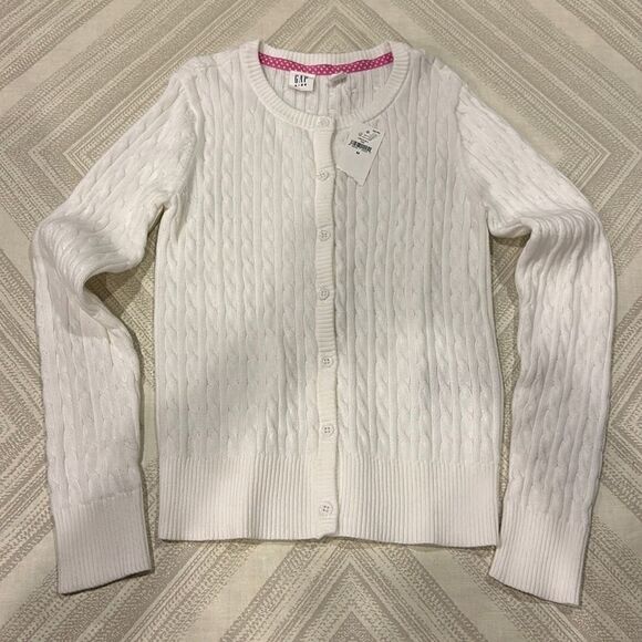 Gap Kids White Cable Knit Cardigan Sweater - Picture 1 of 5